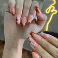 24PCS Gentle Matte Cherry Blossom Fake Nails Ballet Press on Nails Hand Painted European American Design Ins Style False Nails