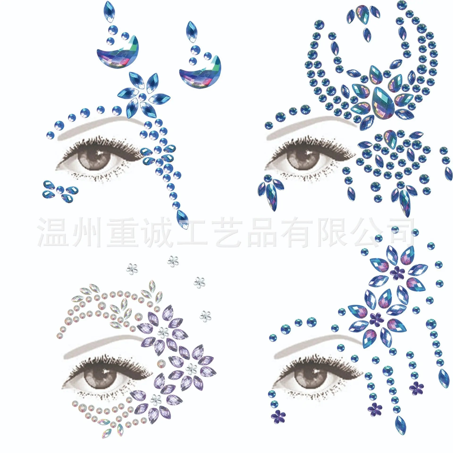 New Arrival Half Face Eye Diamond Stickers Self Adhesive Waterproof Rhinestones for Masquerade Party Rave Festival Makeup