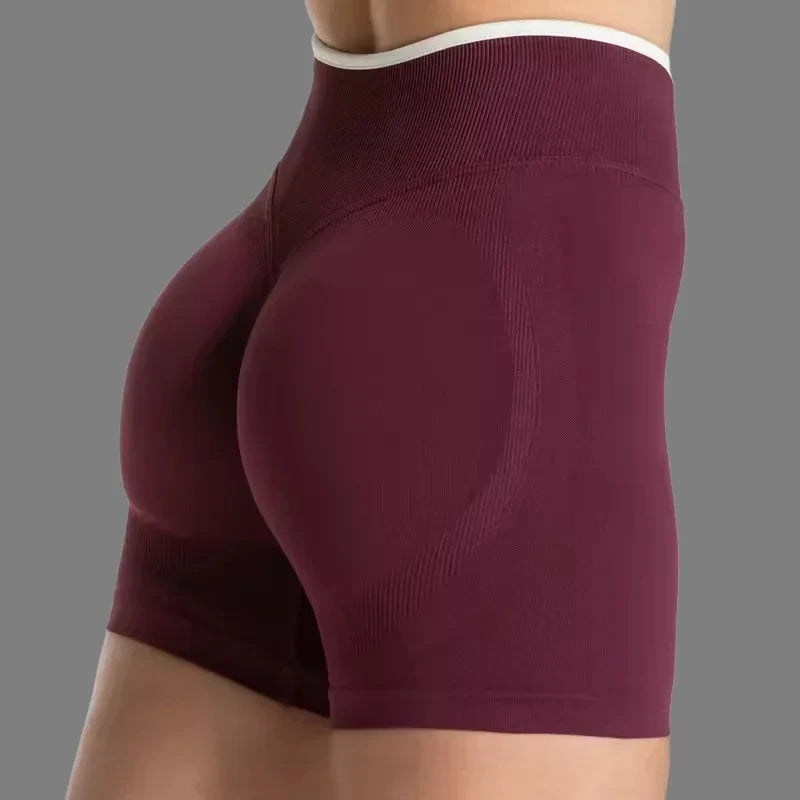 Women's Color Block Yoga Shorts - Butt-lifting, Breathable, High-elasticity, Gym Workout & Running Shorts