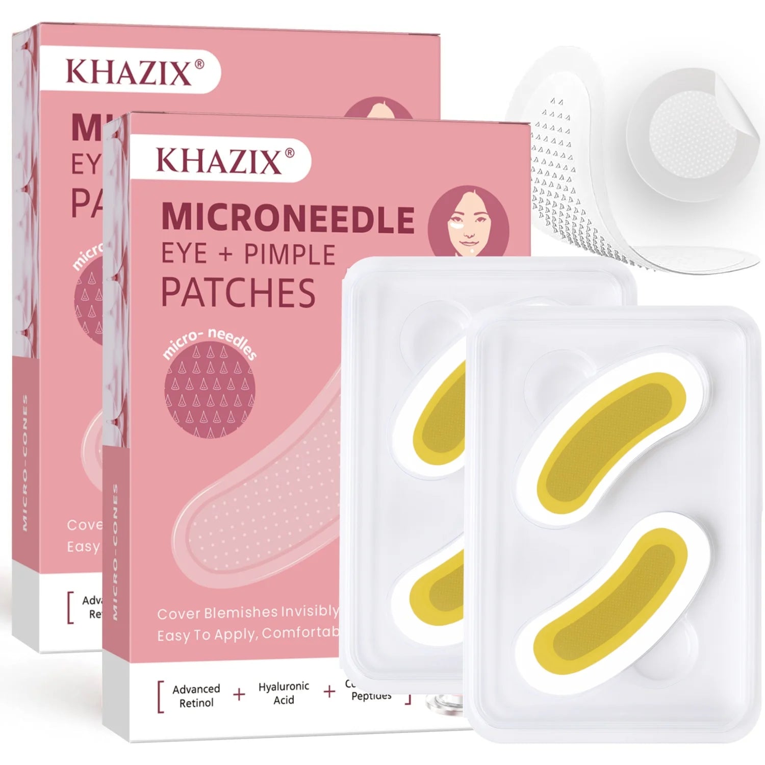Hyaluronic Acid Retinol Microneedle Eye Patches, Firming Peptides Skin Repair, for Eye Area Forehead & Smile Lines, 1Pair.