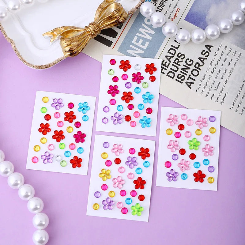 Hot Selling Colorful Acrylic Diamond Stickers Self Adhesive Mixed Heart Round Gems for Phone Case DIY Craft Supplies
