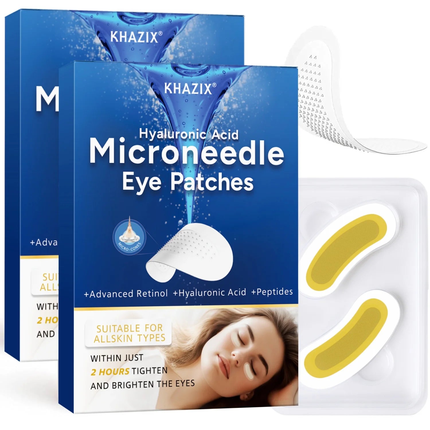 Hyaluronic Acid Retinol Microneedle Eye Patches, Firming Peptides Skin Repair, for Eye Area Forehead & Smile Lines, 1Pair.