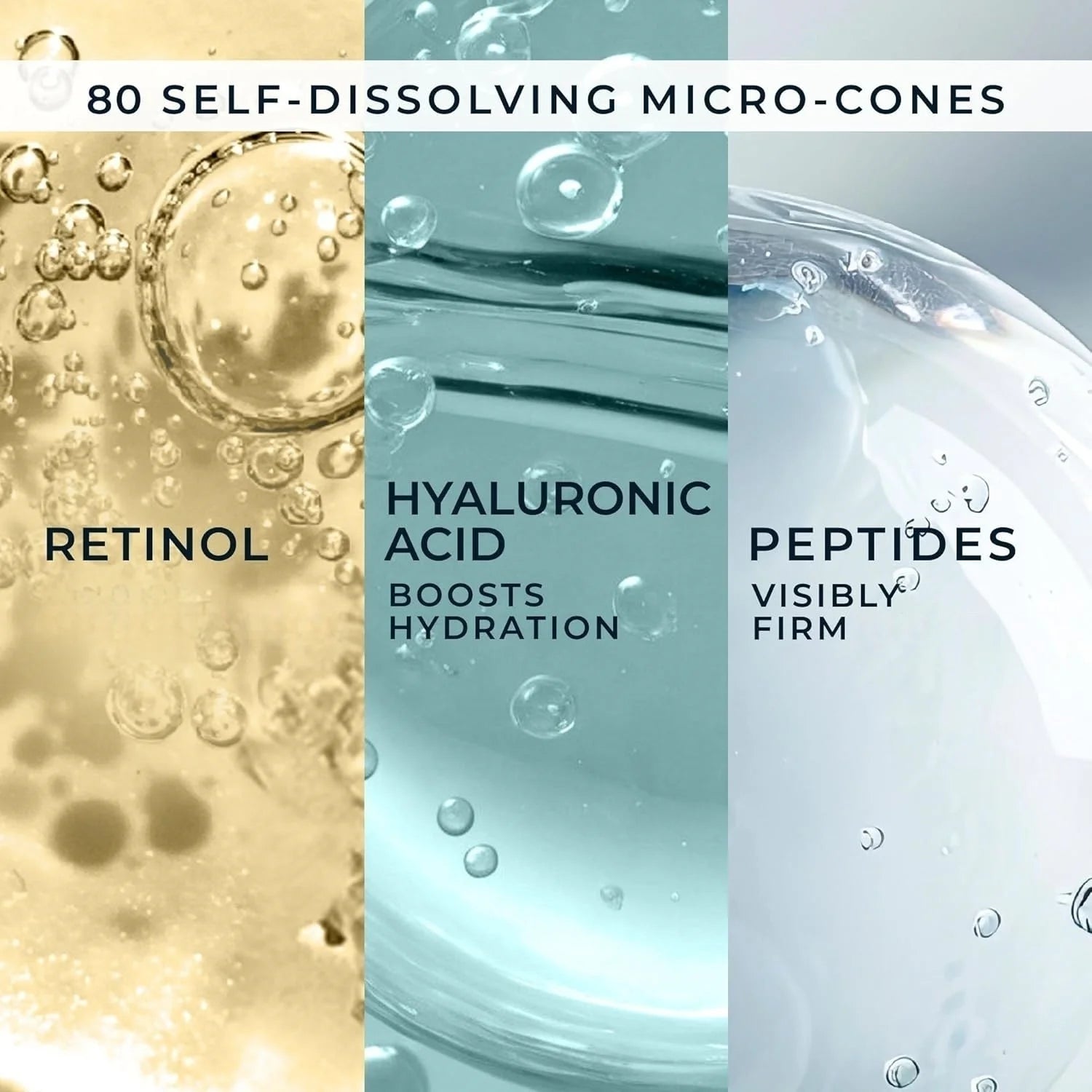 Hyaluronic Acid Retinol Microneedle Eye Patches, Firming Peptides Skin Repair, for Eye Area Forehead & Smile Lines, 1Pair.