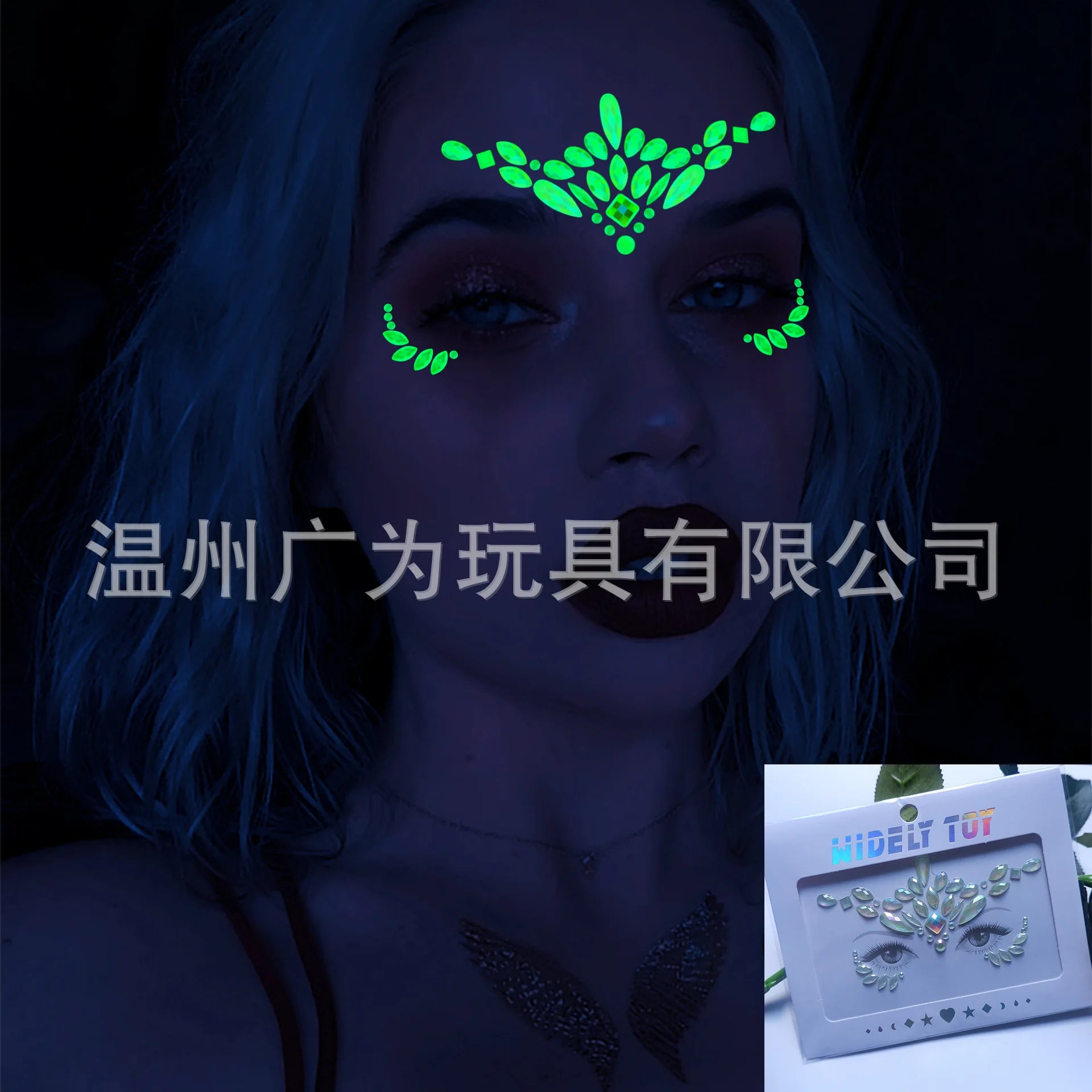 Style Glow Face Tattoos Halloween Temporary Body Stickers for Rave Carnival Music Concert Festival Party Makeup