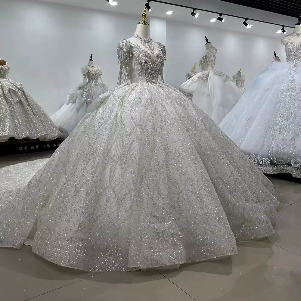 Bridal Wedding Dress Short Sleeve Sweetheart Wedding Dress Lace Up Back Ball Gown Embroidery Beading Bridal Dress