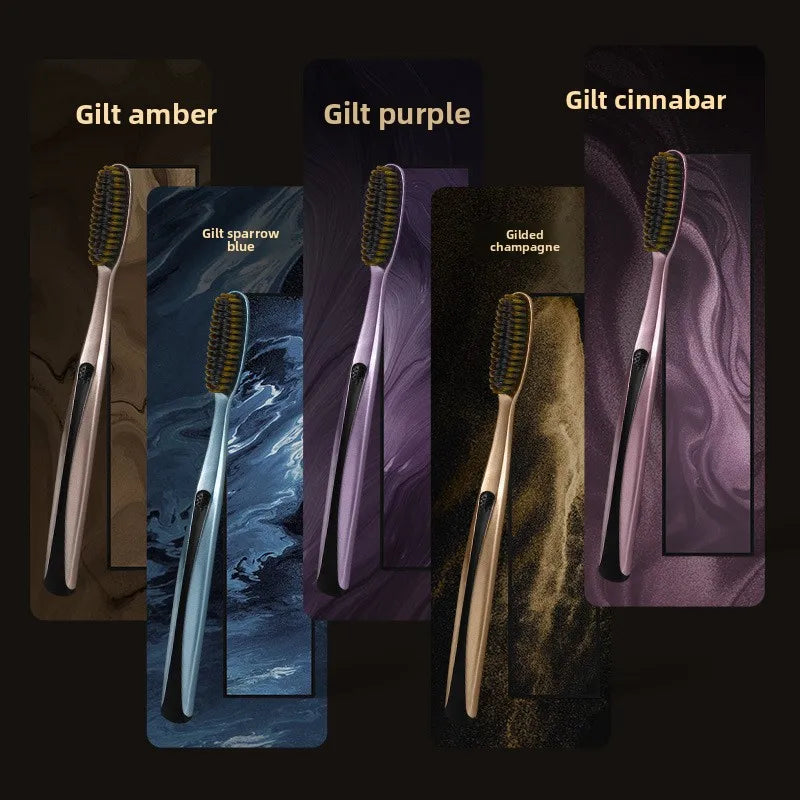 Big head cleaning U-shaped long brush toothbrush with black gold handle,suitable for travel and home use,efficient oral cleaning